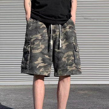 Riolio Camouflage Cargo Shorts Men Vintage Multi-pockets Baggy Streetwear Joggers Handsome All-match Fashion Personality